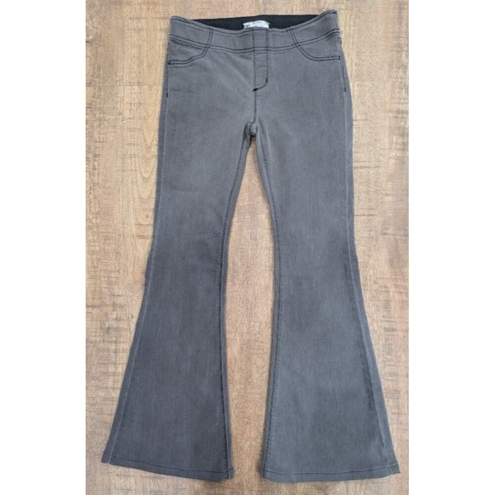 Free People Penny Pull On Flare Jeans Womens Size 27 Gray Bell Bottoms Boho Y2K